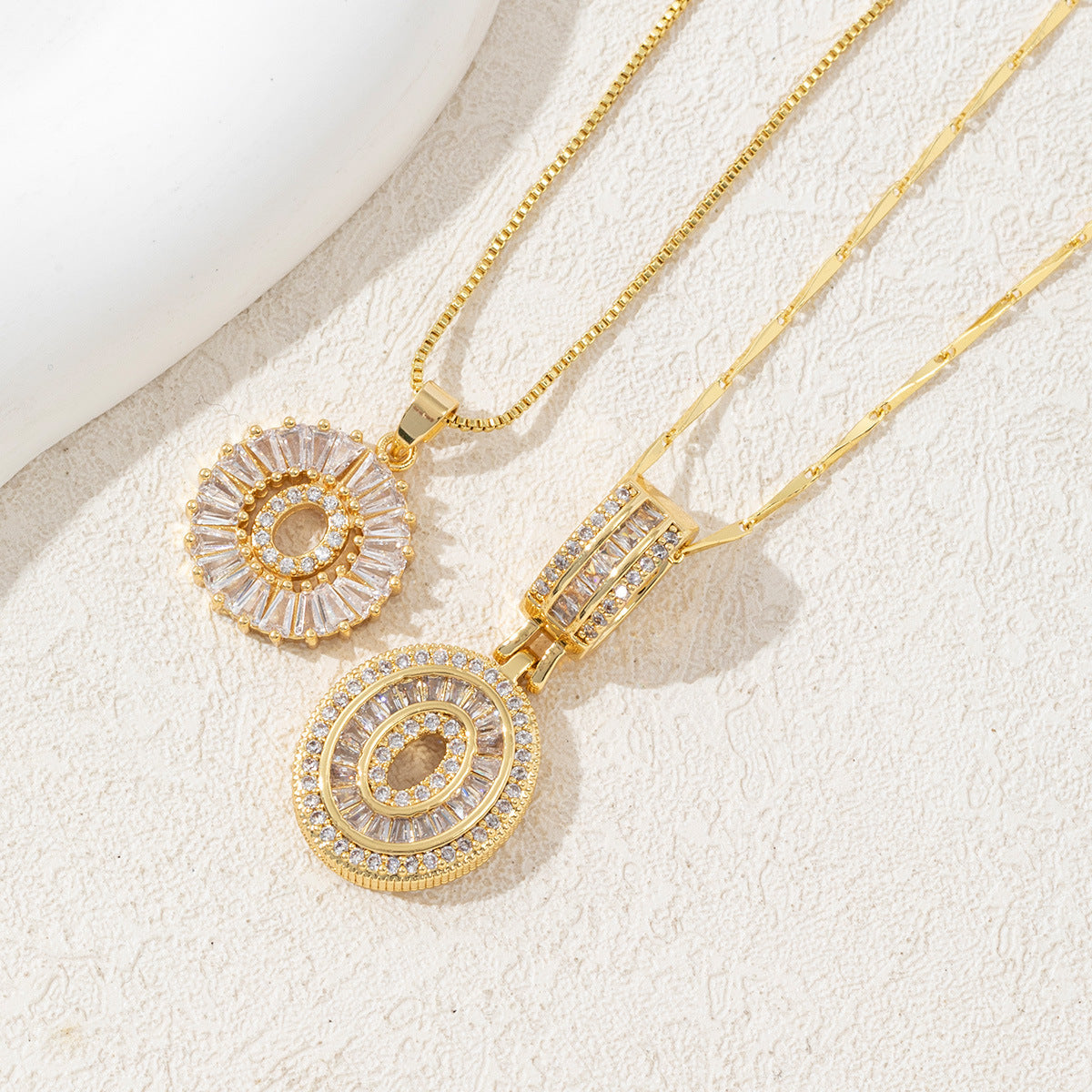 14K Two Piece Diamond Letter Inicials Necklace