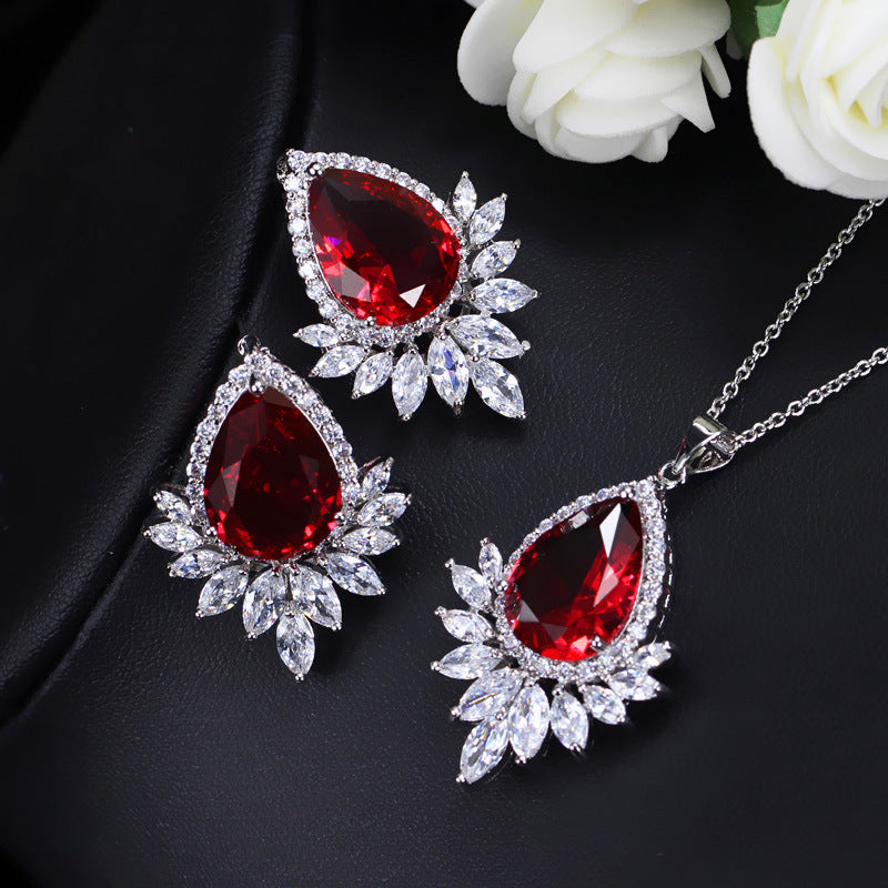 Bridal Sapphire Earring and Pendant Set