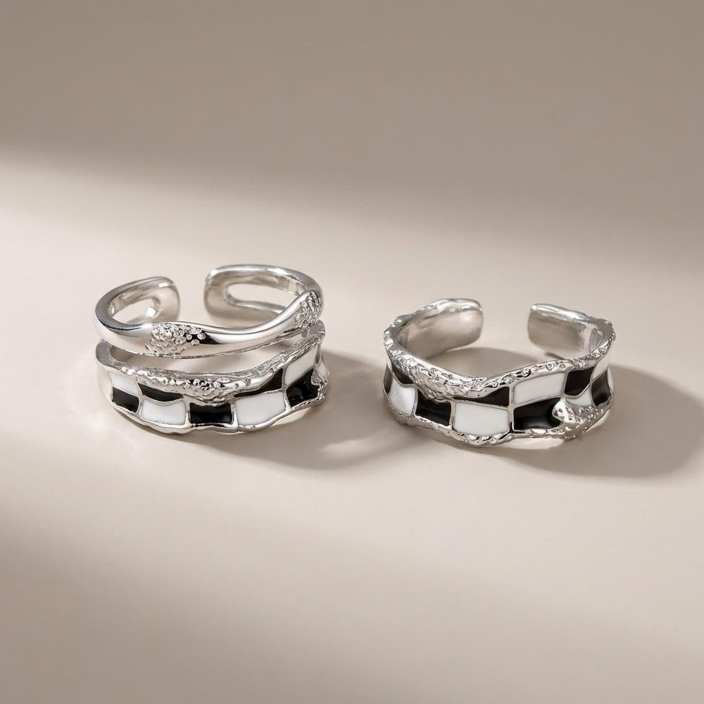 Checkerboard Ring Set